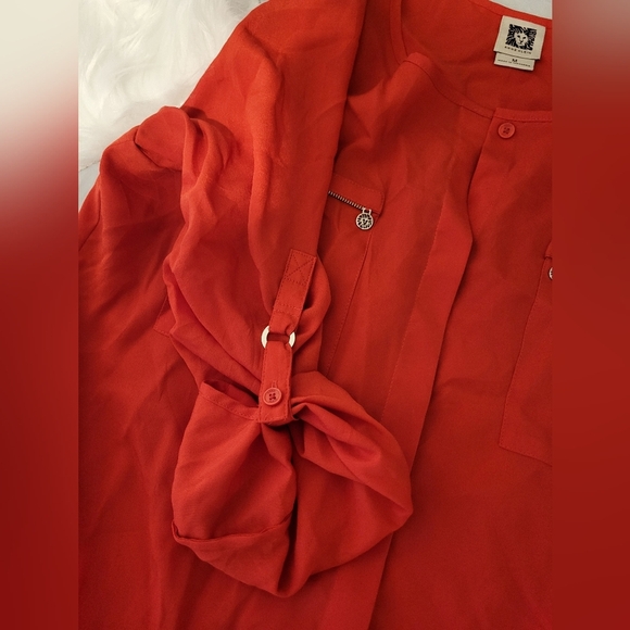 Anne Klein Red Blouse, Size Medium - Picture 6 of 6